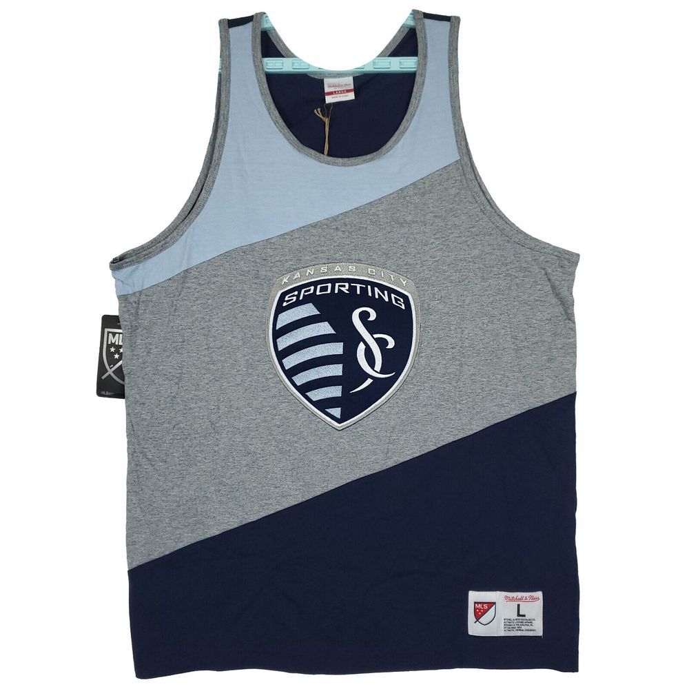 Sporting‎ Kansas City Mitchell & Ness MLS L Large Tank Top Black Gray Blue NWT
